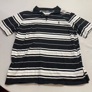 Polo By Ralph Lauren Black White Stripe VTG Polo Shirt Size XL